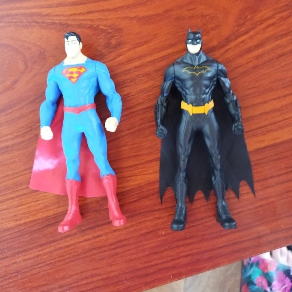 Batman and superman figures